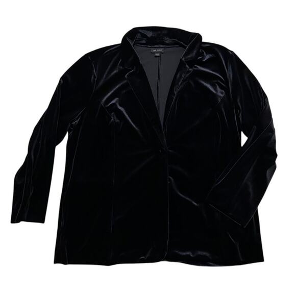 J.Jill Black Velvet Stretch Knit Blazer Jacket Size XL Petite - Picture 6 of 11